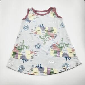 Baby Roots Colorful Canada Map & Compass Sleeveless Casual Dress Size 3-6M